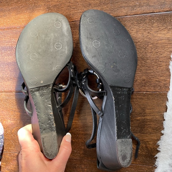 Giuseppe Zanotti Black Wedge Sandals with Silver Ring Detail 40 - Picture 9 of 11